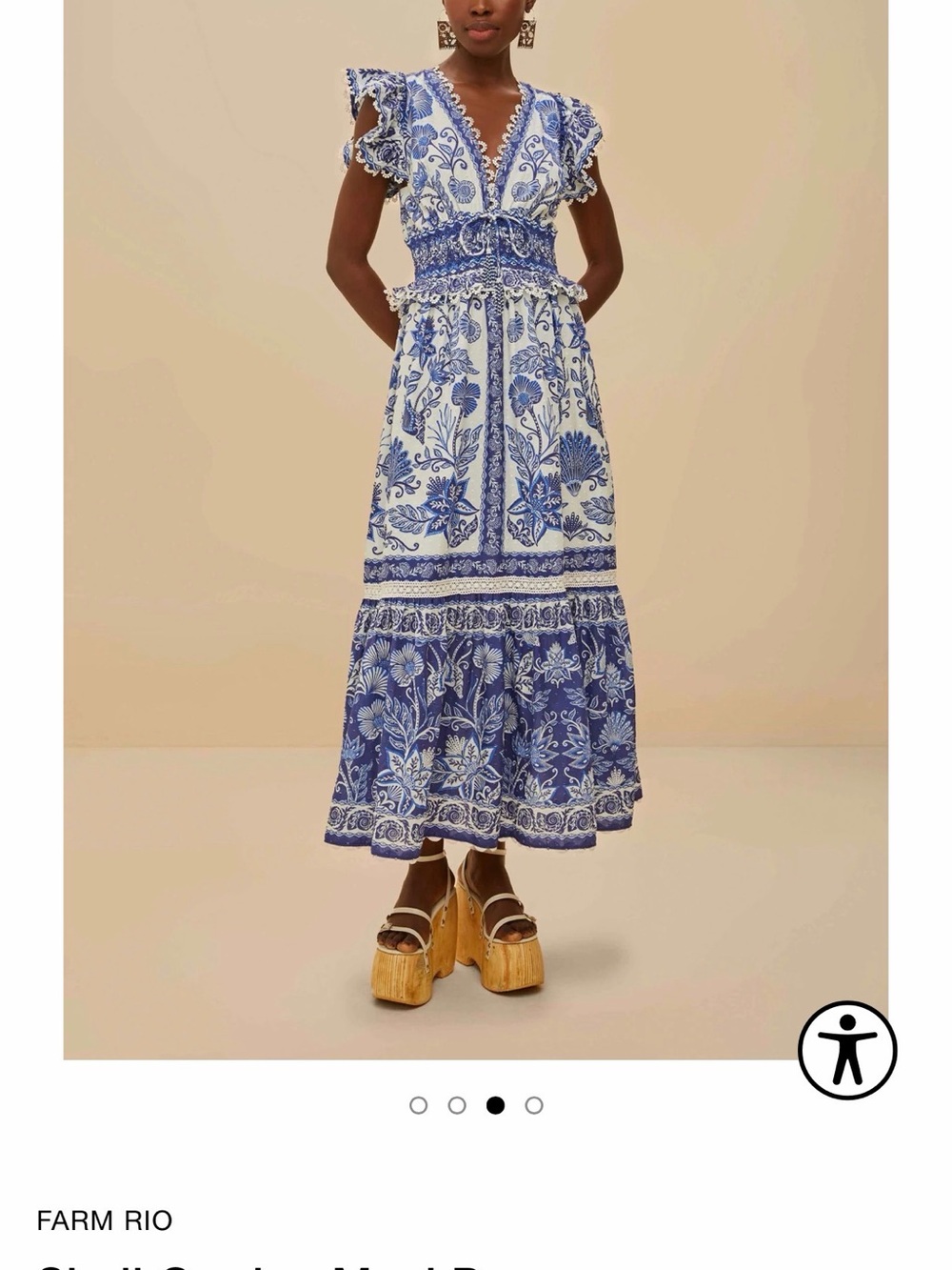 FARM Rio Blue and White Floral Maxi Dress - Picture 2 of 8